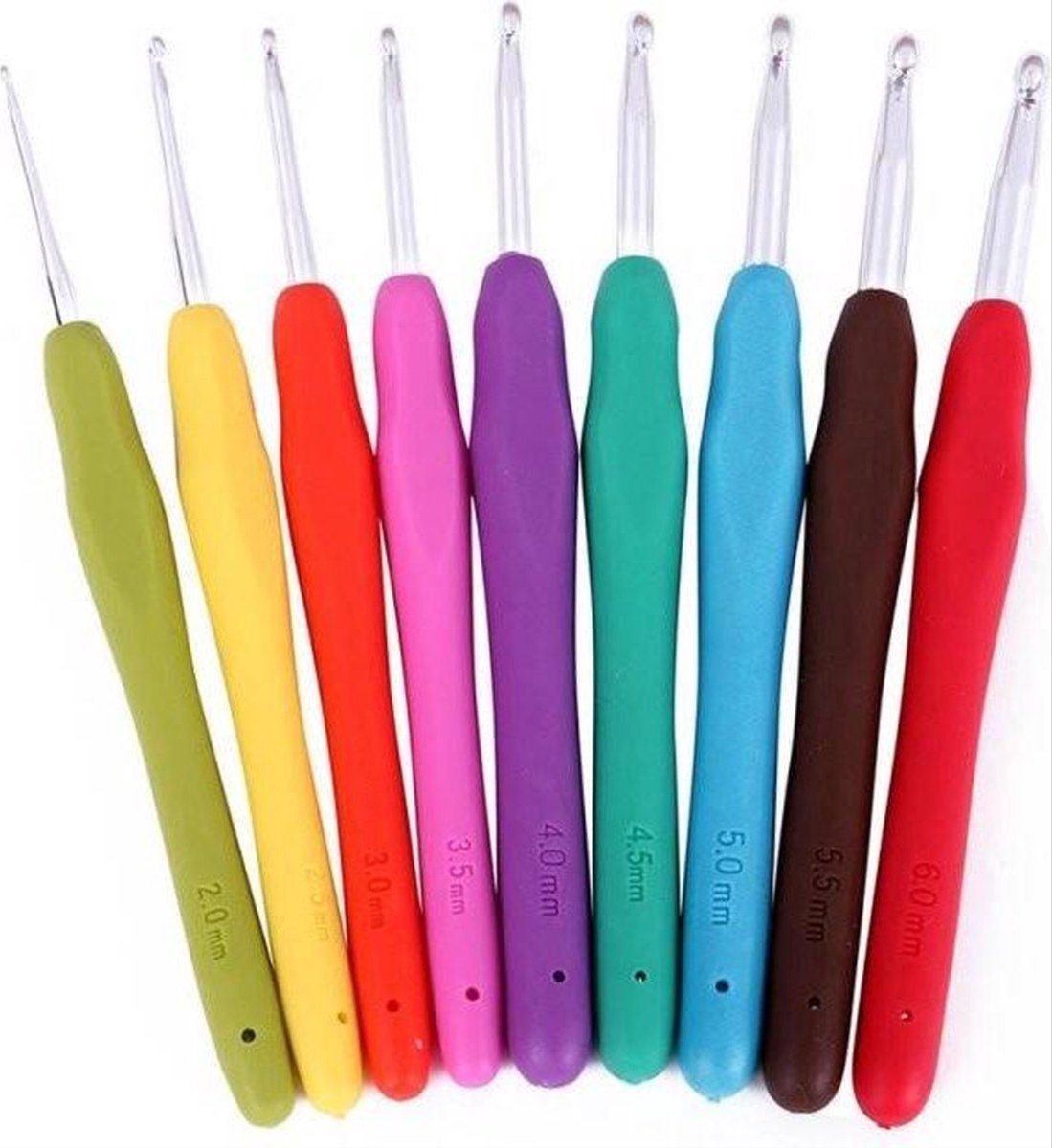 CHPN - Haaknaaldenset - Egonomische haaknaalden set - 2 setjes haaknaalden - 9-delig - Soft grip haaknaalden set - Ergonomisch - Haken - Leren haken - Leuke kleurtjes