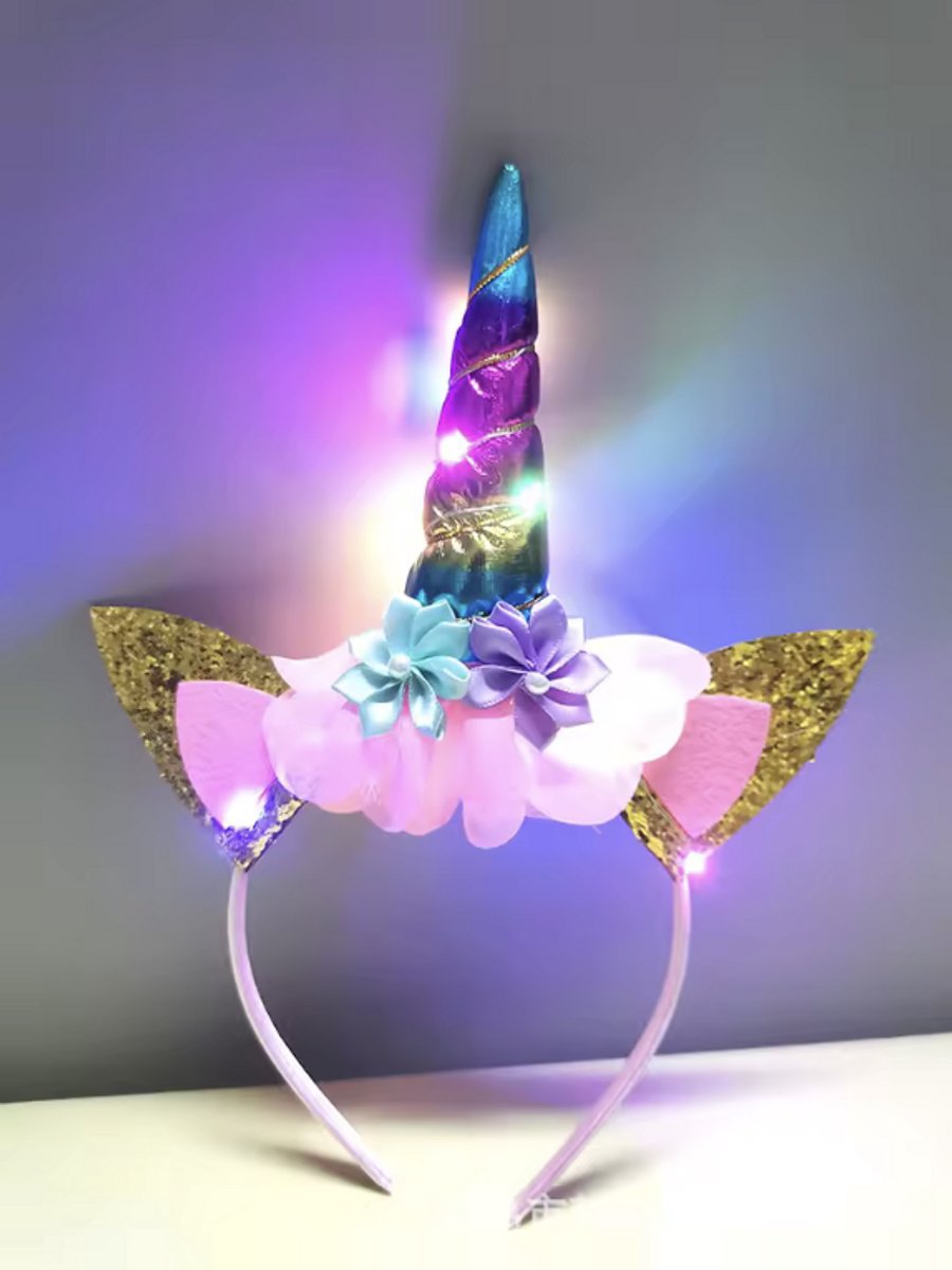CHPN - Unicorn Diadeem met LED verlichting - Verlichtje diadeem met unicorn - Eenhoorn haarband - Cadeau - Kinderfeestje - Unisex - Verjaardagscadeau
