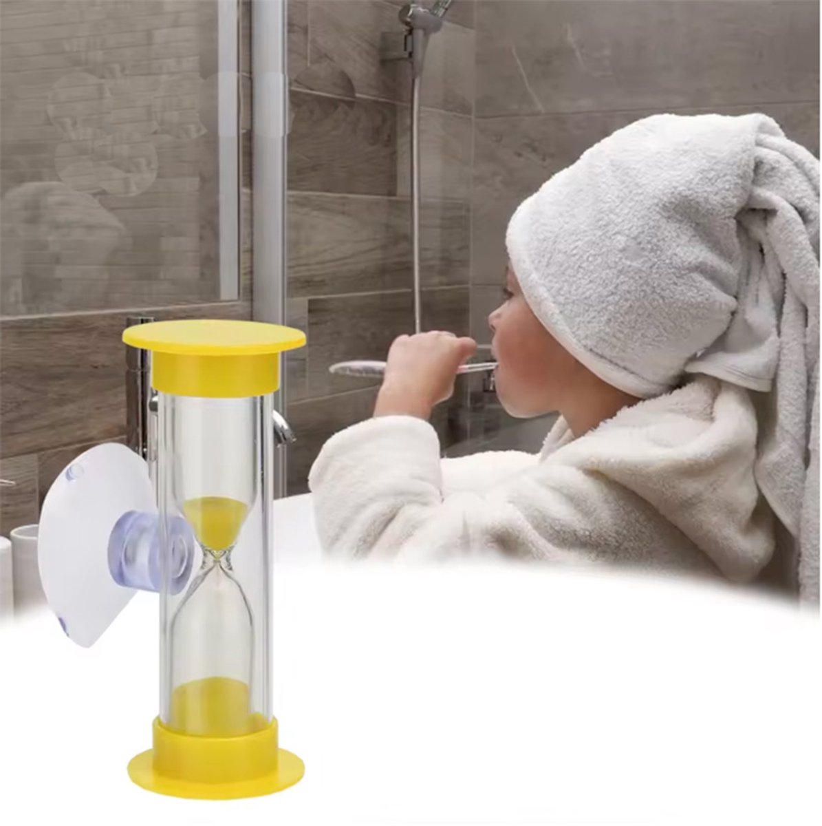   -   - Geel - 2 minuten - Douchetijd - Timer - Douchetimer - Timen - Tandenpoetsen - Douchen - Tijd meten - Met zuignap