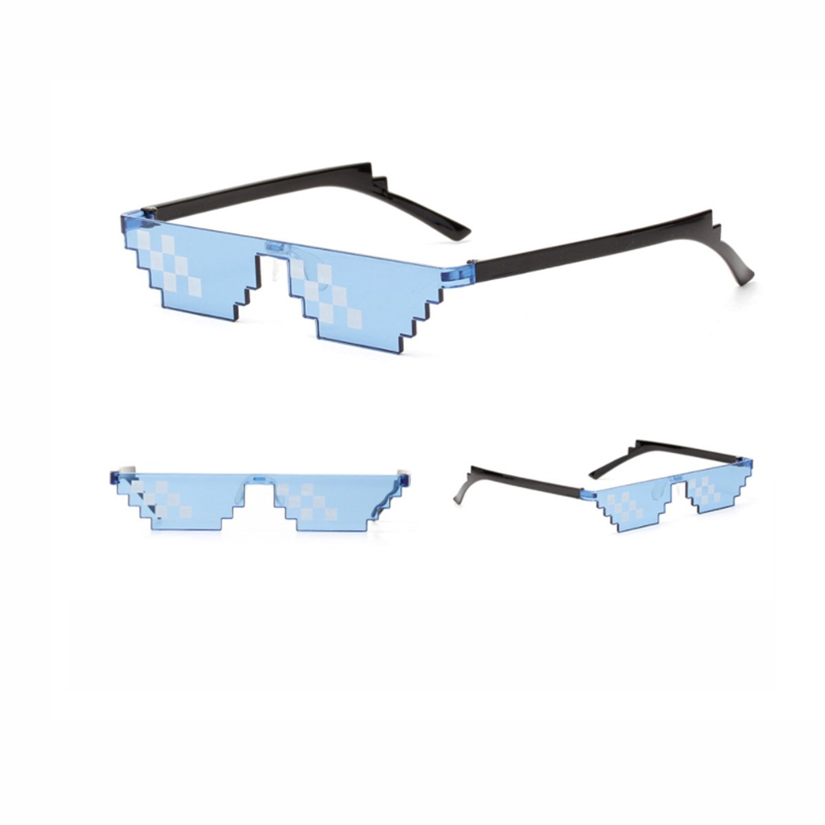Pixelbril - Blauwe feestbril - 6-pixels - Festival bril - Grappige bril - Feestbril - 1 stuk - CHPN