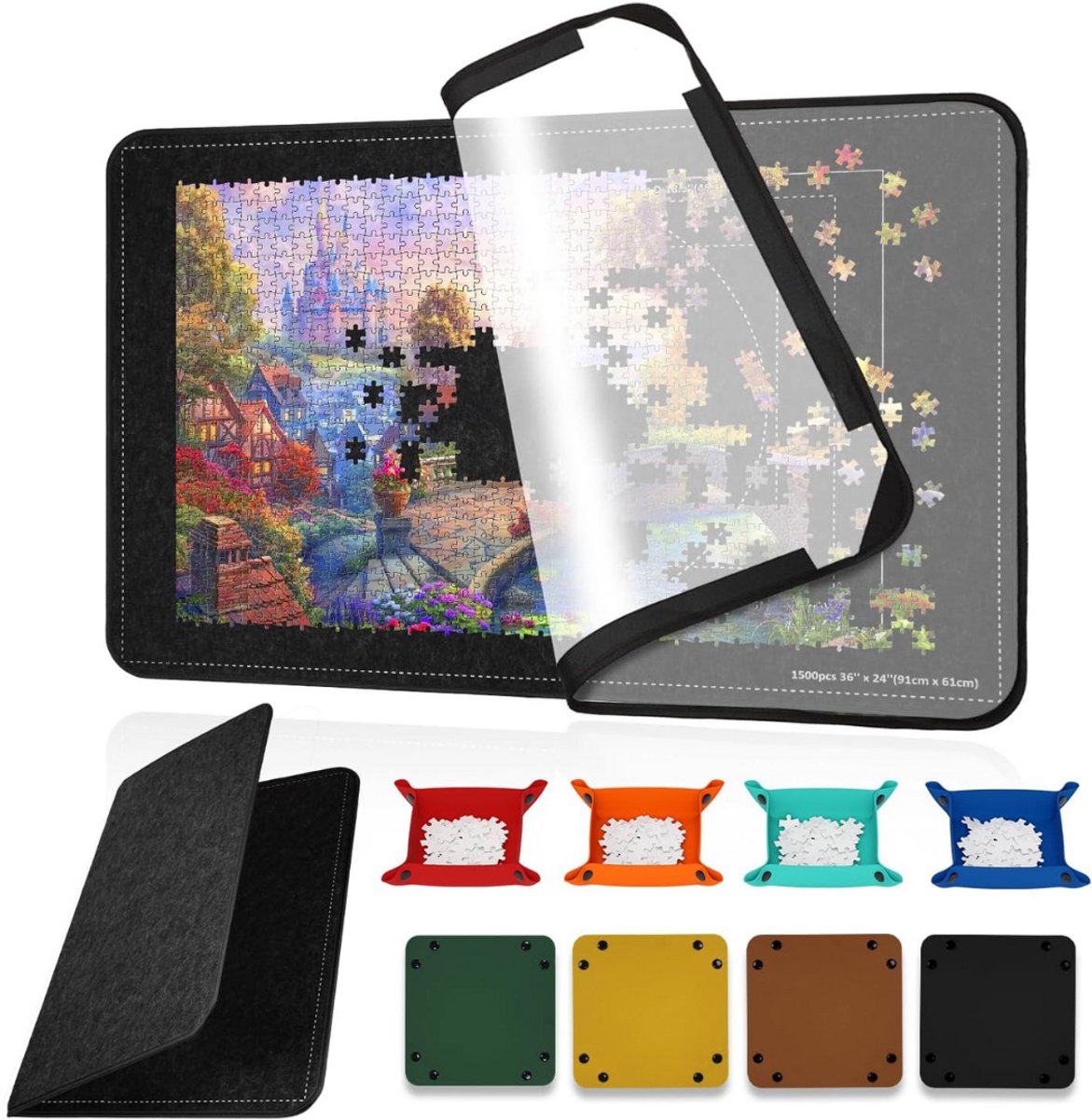 CLGP® Puzzeltafel - Puzzelmat - Puzzelmap - Puzzelbord - Zwart