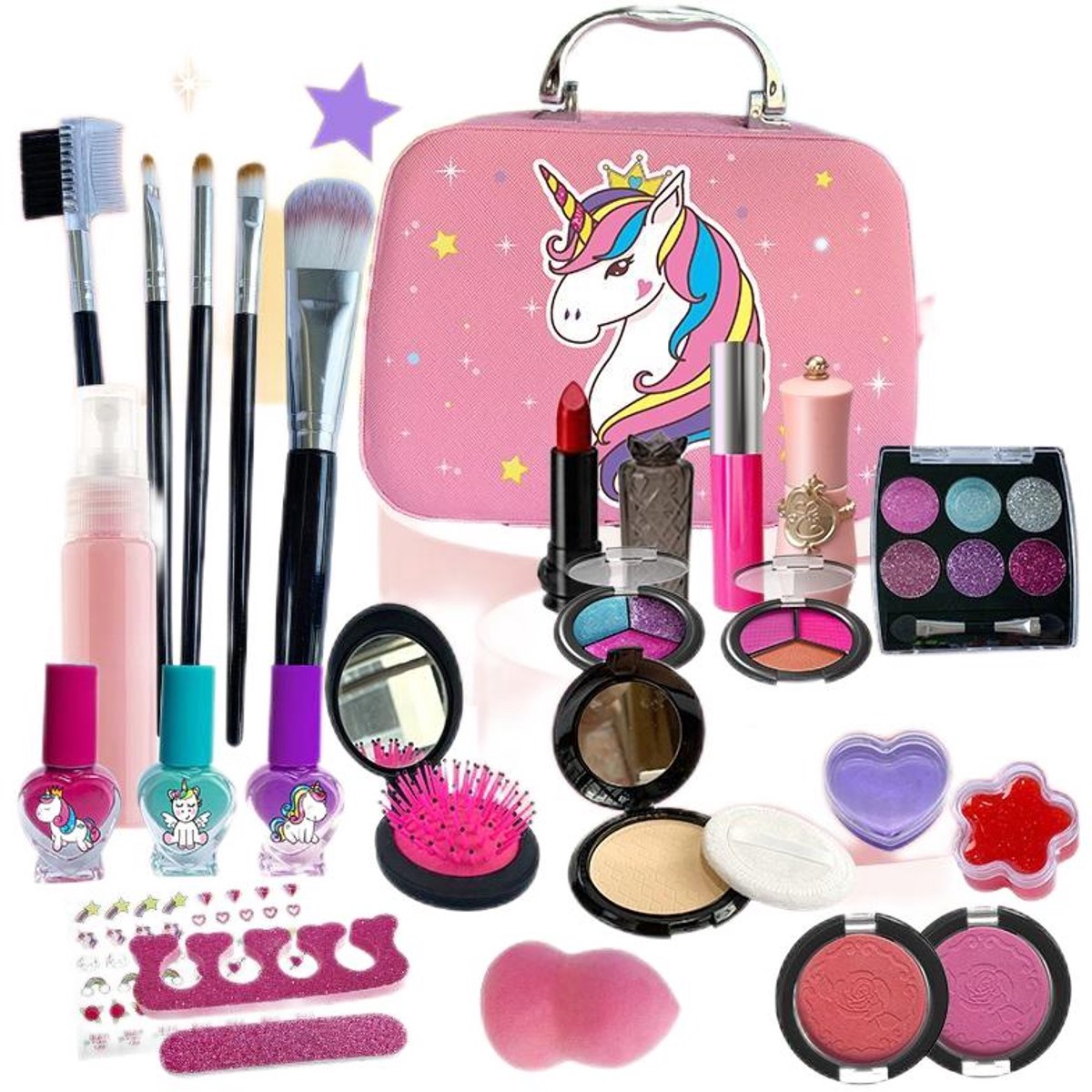 Make up Koffer Meisjes - make up set meisjes - Kinder make-up - Kinderen Make-up Sets voor meisjes - 25PCS Veilig & Echt Wasbaar Rollenspel - Kids Make Up Kit - Meisjes Speelgoedmake-up - met Cosmetische Case voor Meisjes