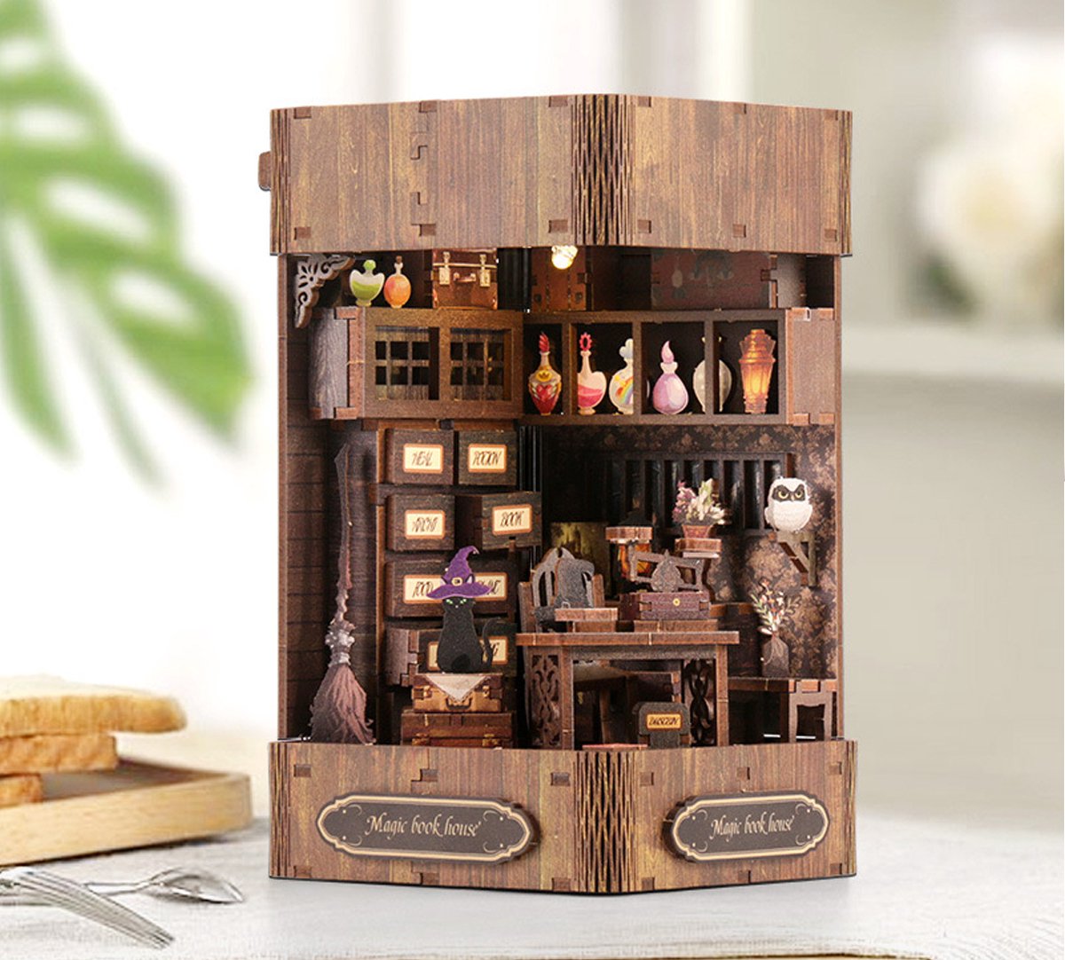 Premium Miniatuur bouwpakket-houten modelbouw-doe-het-zelf houten poppenhuis kit-Miniatuur bouwpakket-Booknook Kit voor volwassenen en Kinderen-(Magic Book Nook Kit )