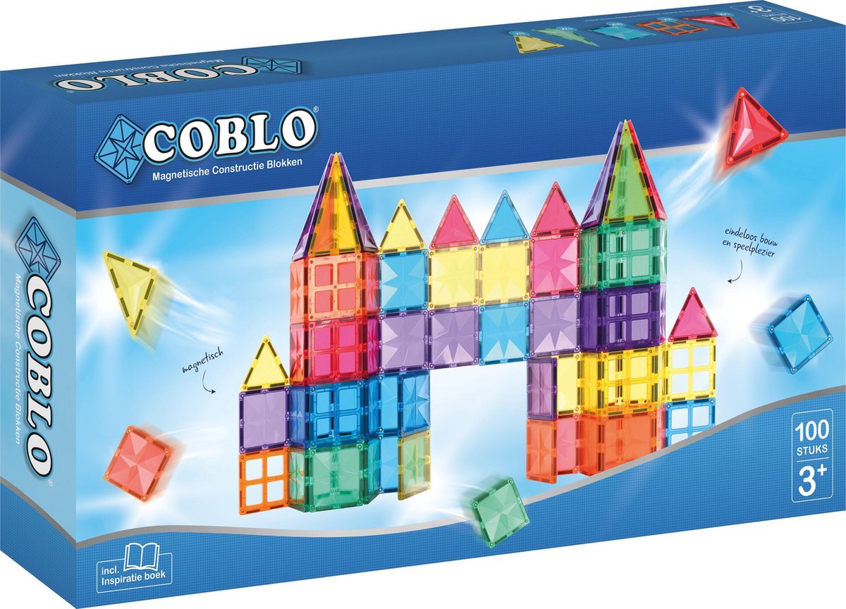 COBLO Basis - 100 stuks - Magnetische bouwblokken - Inclusief opbergtas & inspiratieboekje - Magnetisch speelgoed