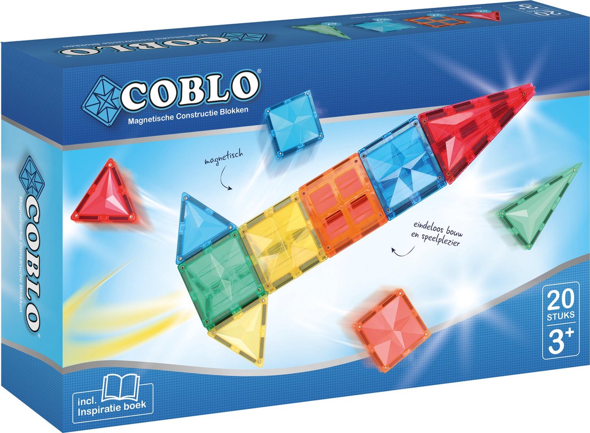 COBLO Basis - 20 stuks - Magnetische bouwblokken - Inclusief opbergtas & inspiratieboekje - Magnetisch speelgoed