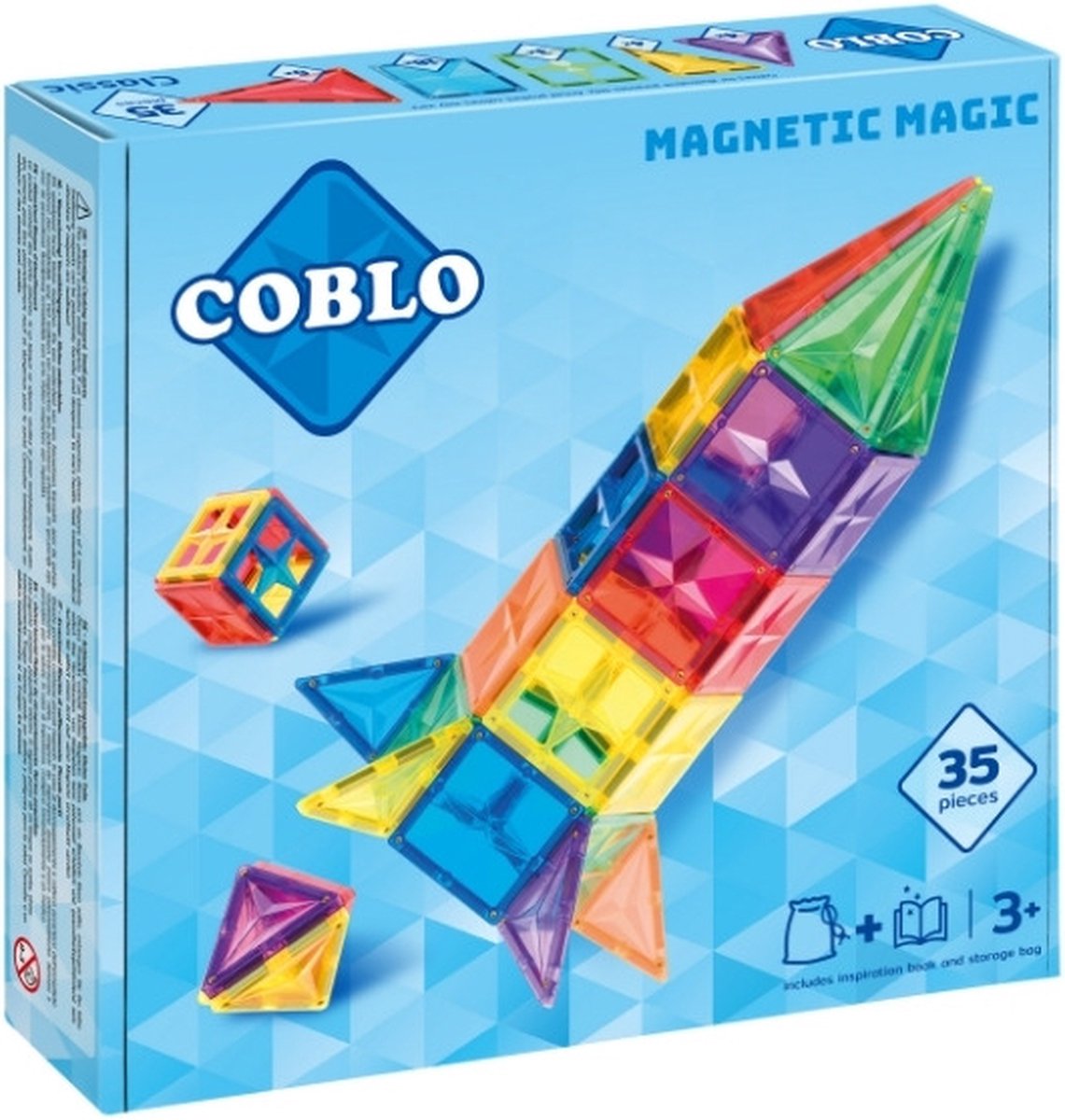 Coblo Classic - 35 stuks - Magnetisch speelgoed - Inclusief opbergtas & inspiratieboekje - Montessori speelgoed