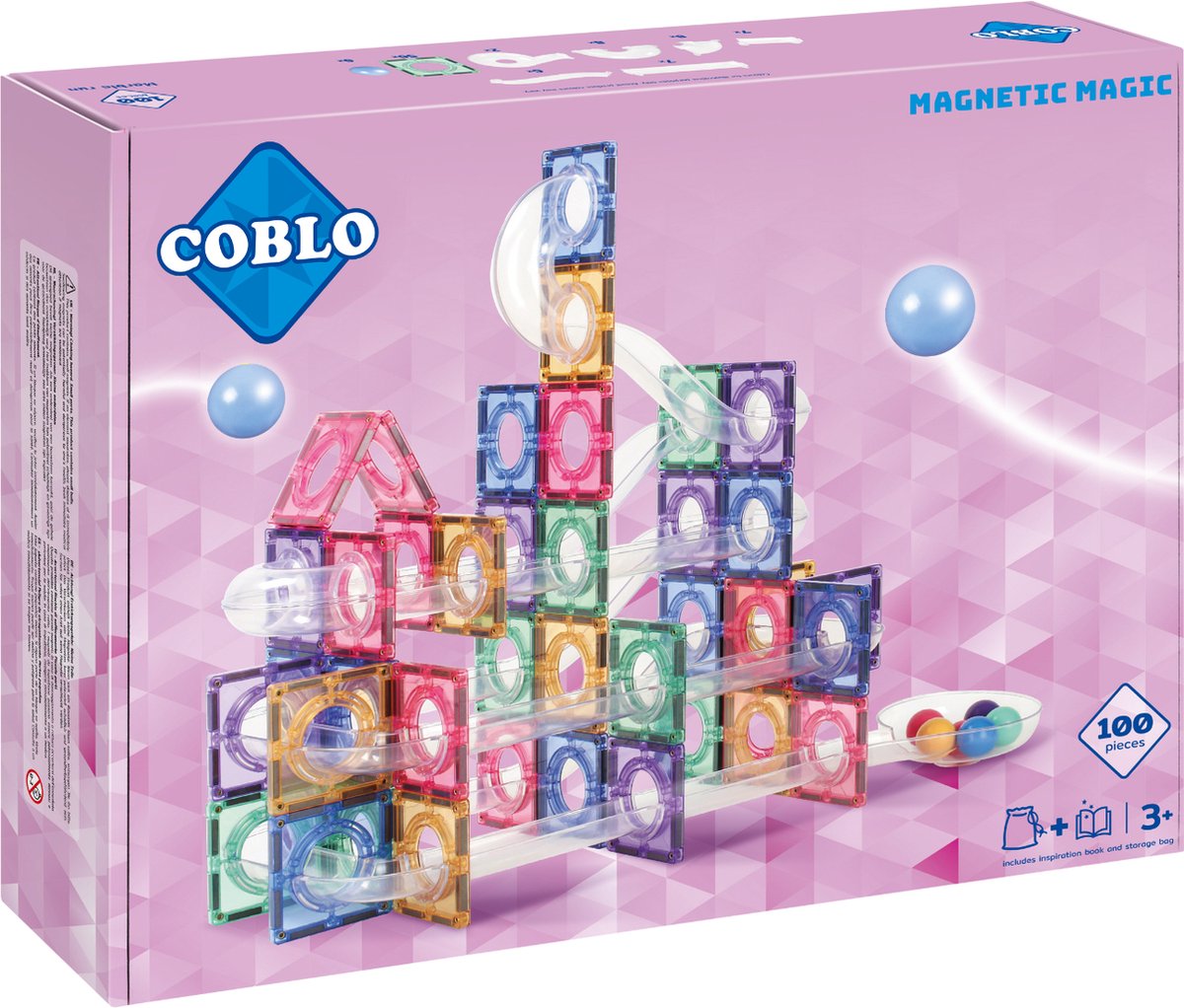 Coblo Knikkerbaan - Pastel - 100 onderdelen - Magnetisch speelgoed - Montessori speelgoed