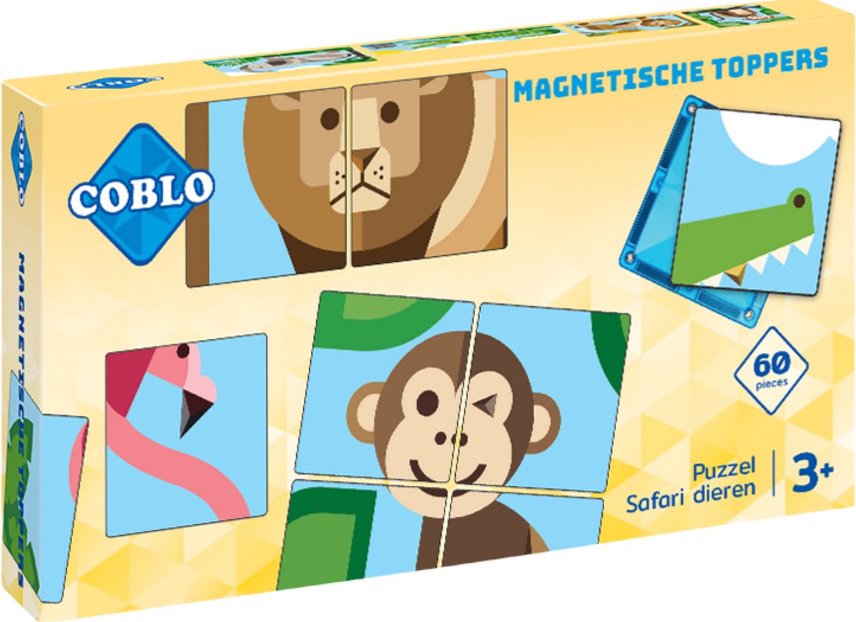 Coblo Magneet Toppers Dieren 60 stuks - Puzzel - Magnetisch speelgoed - Educatief speelgoed - Cadeau kind - Speelgoed 3 jaar t/m 12 jaar
