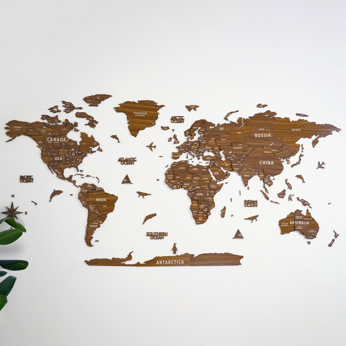 COLORFULL WORLDS - Wanddecoratie - Wereldkaart - Wereldkaart Prikbord - Wereldkaart Wanddecoratie - Houten Wereldkaart - Wereldkaart Hout - Muurdecoratie - Cadeau - Verjaardag Cadeau - Housewarming Cadeau - Lichtbruin - Large - 150x80 CM