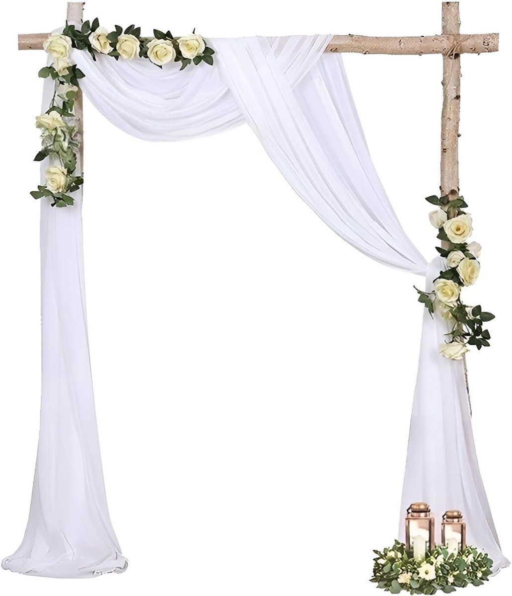 Bruiloftsboog Volant - Bruiloftsgordijnen - Chiffonstof - Gordijnen - Witte Volant - Geschikt voor Raam Bruiloftsboog Bruiloftsdecoratie Gordijn Gangpad Podiumdecoratie - 160 X 800 cm