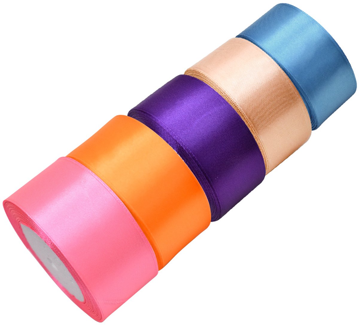 Satijn Lint 4cm Breed - Rol 22.8 Meter - Hobbylint - Sierlint - Cadeaulint - Satin Ribbon - Kleur - 5 Rollen