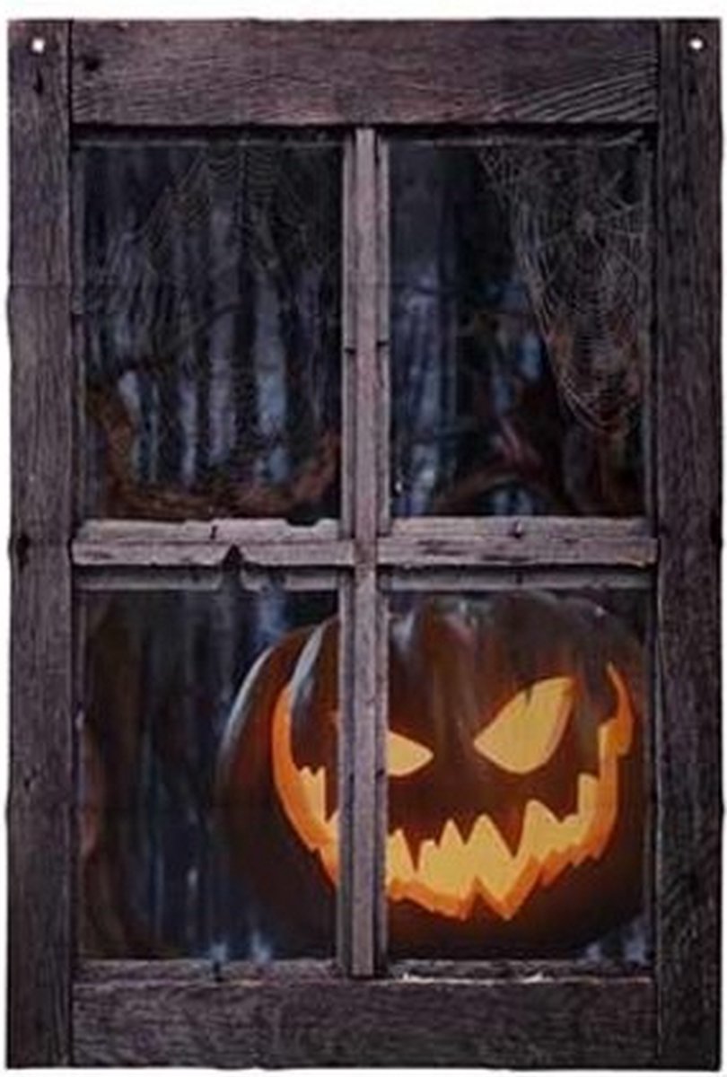 Cosy @ Home Vensterdecoratie - pompoen - zwart - 80xH120cm - textiel