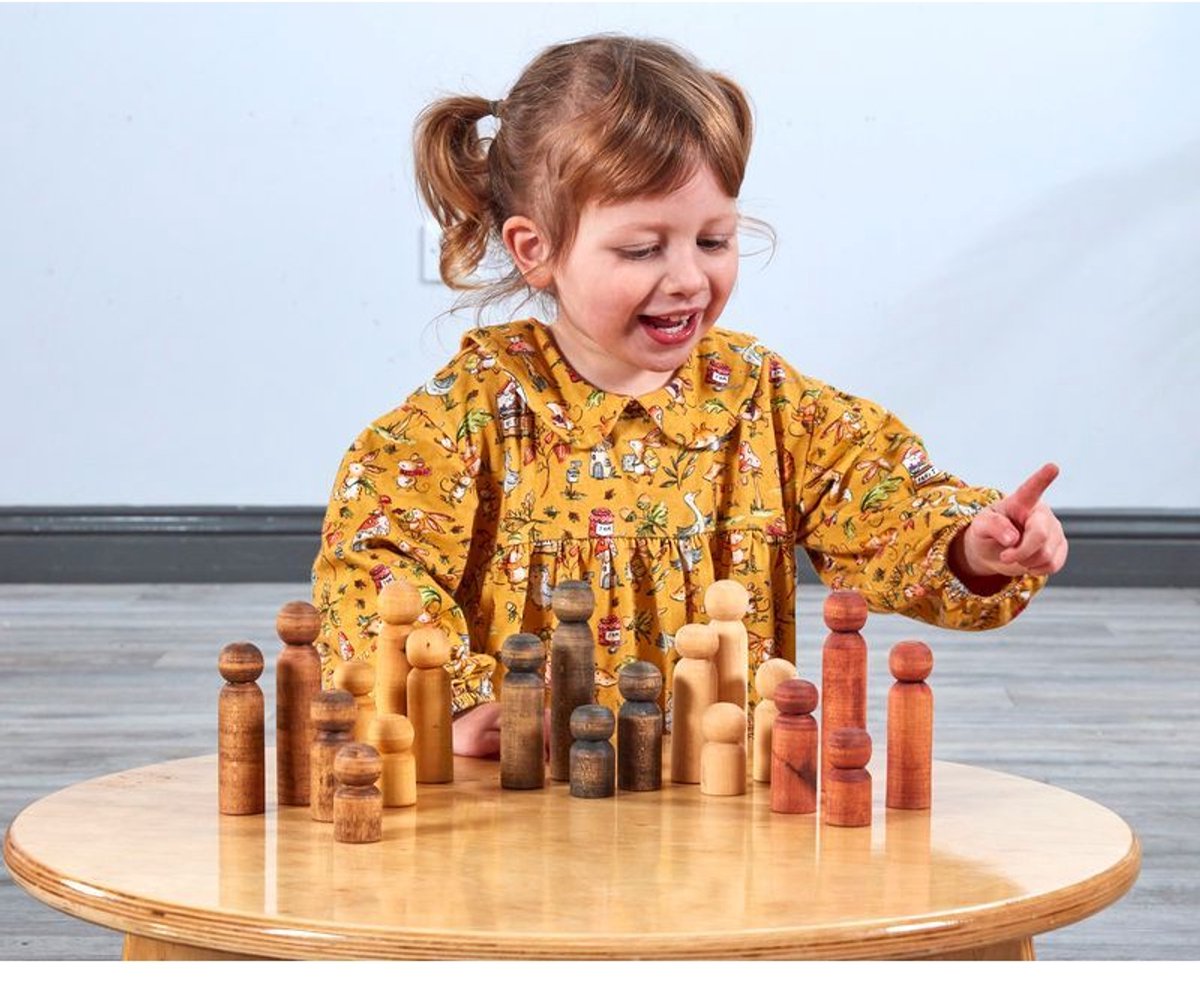 Cosy houten peg poppetjes multiculturele families 20-delig educatief speelgoed.