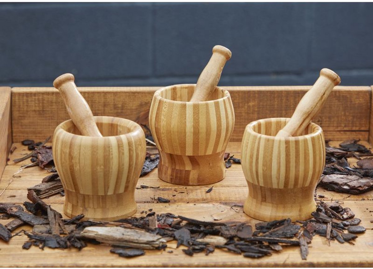 Cosy houten vijzel en stamper set - educatief sensorisch speelgoed pack van 3.