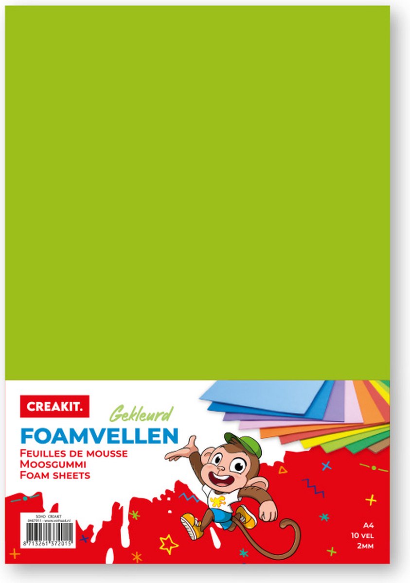 CREAKIT. Foamvellen – 10 vellen – Foampapier A4 Formaat – Knutselpapier – 2 mm – Meerkleurig