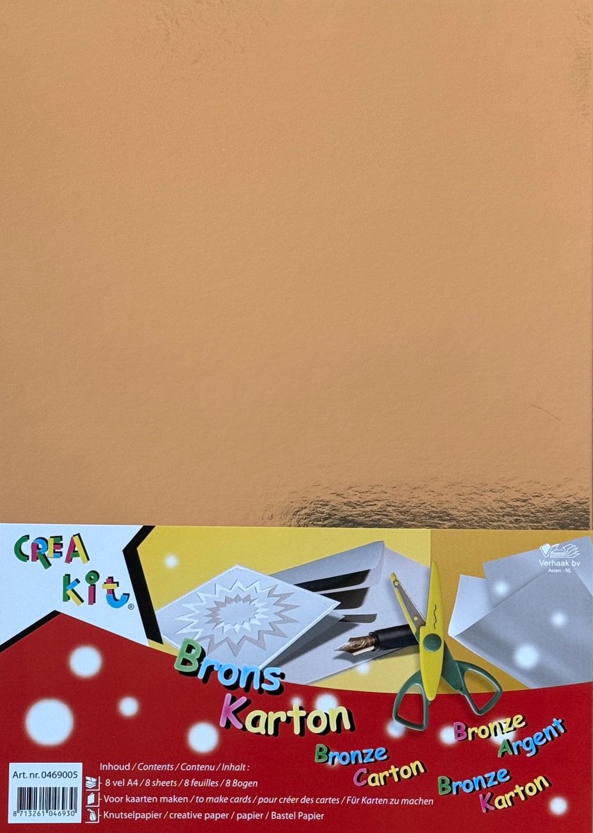 CREAKIT. Karton A4 - Knutselpapier - 300grs - Metallic - Koper - 8 vel