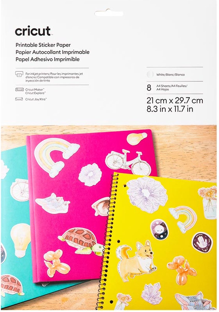 Cricut Printbaar Stickerpapier - A4 - Wit (8 vellen)