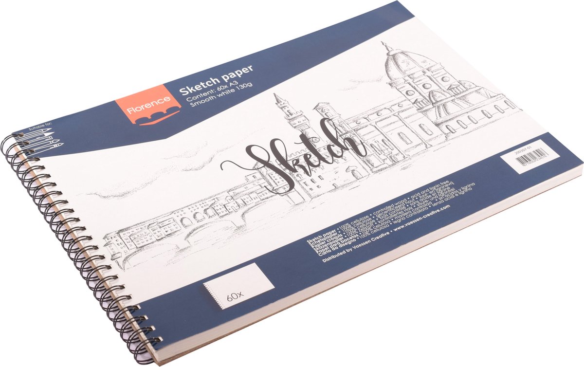 Florence - Schetspapier - A3 - 60 vellen - 130 g - Smooth white