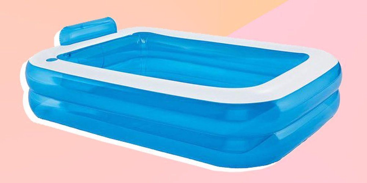 Opblaasbaar zwembad - Crivit  - Rechthoekig - ca. 202 x 151 x 46/60 cm - zwembad voor de zomer - zwembad met fles houder - zwembad - paddling pool - swimming pool -