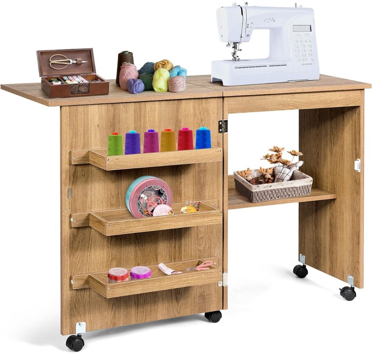 CRLYN® Funktionele Opvouwbare Naaimachine Tafel met Wielen voor Woonkamer