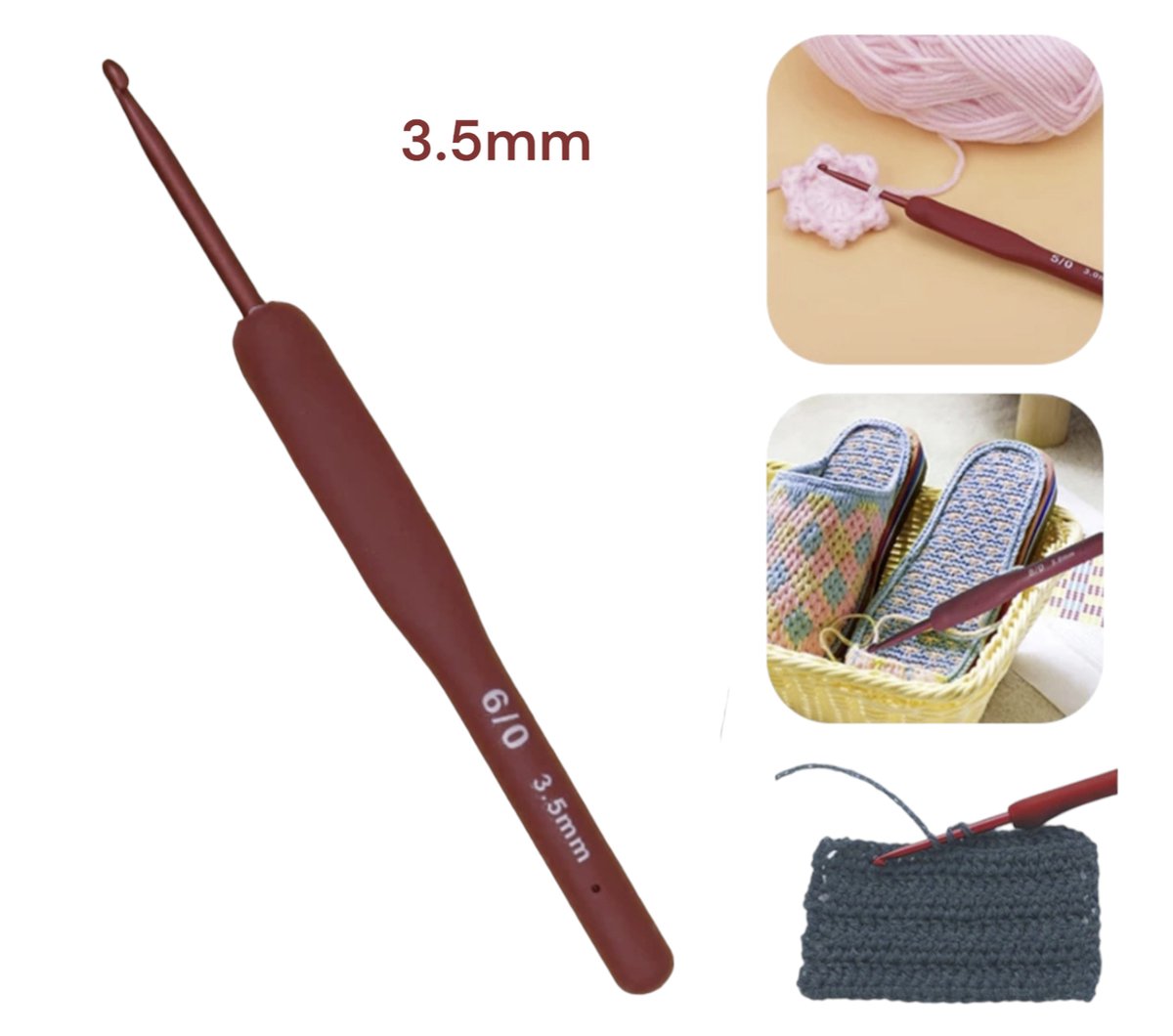 Cabantis Haaknaald – Breinaald – Creatief volwassenen - Rood – 3.5 mm