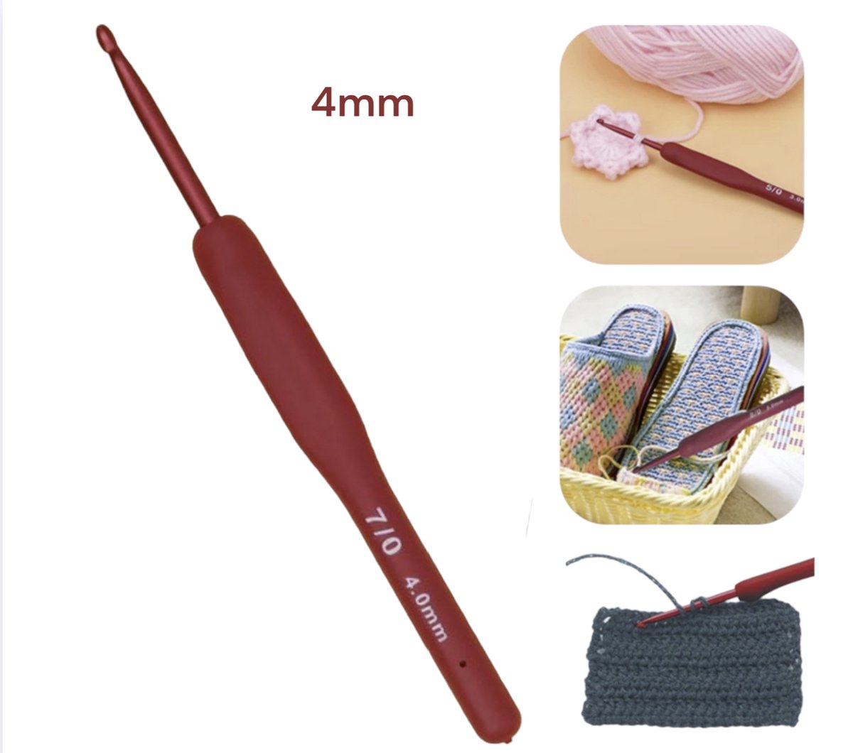 Cabantis Haaknaald – Breinaald – Creatief volwassenen - Rood – 4 mm