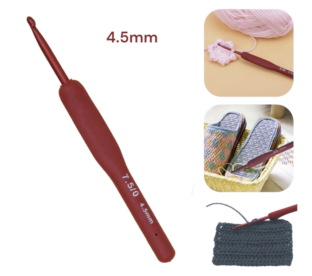 Cabantis Haaknaald – Breinaald – Creatief volwassenen - Rood – 4.5 mm