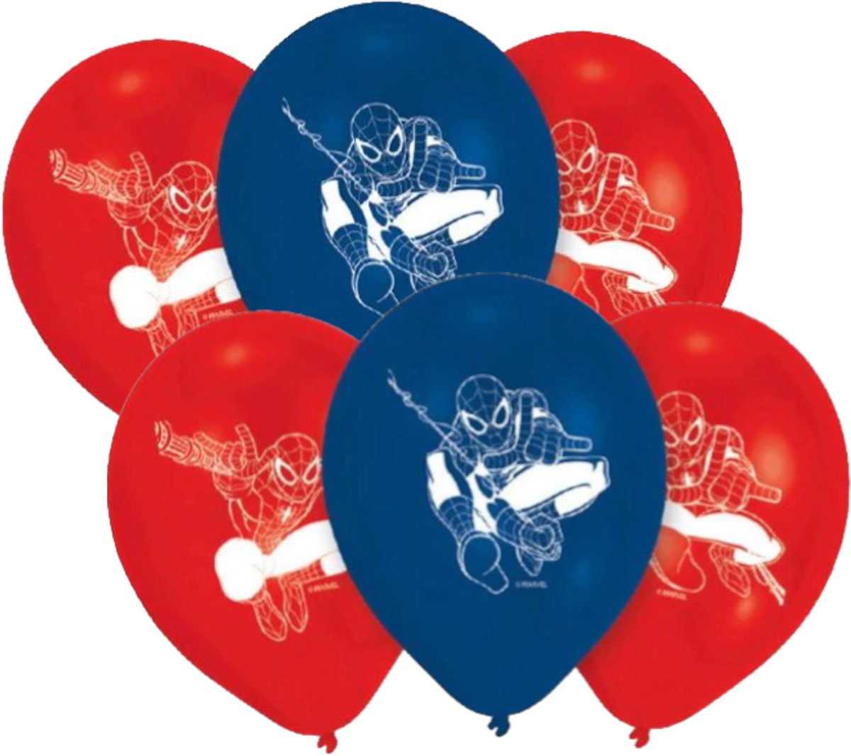 6 ballonnen SpiderMan - Gratis Verzonden