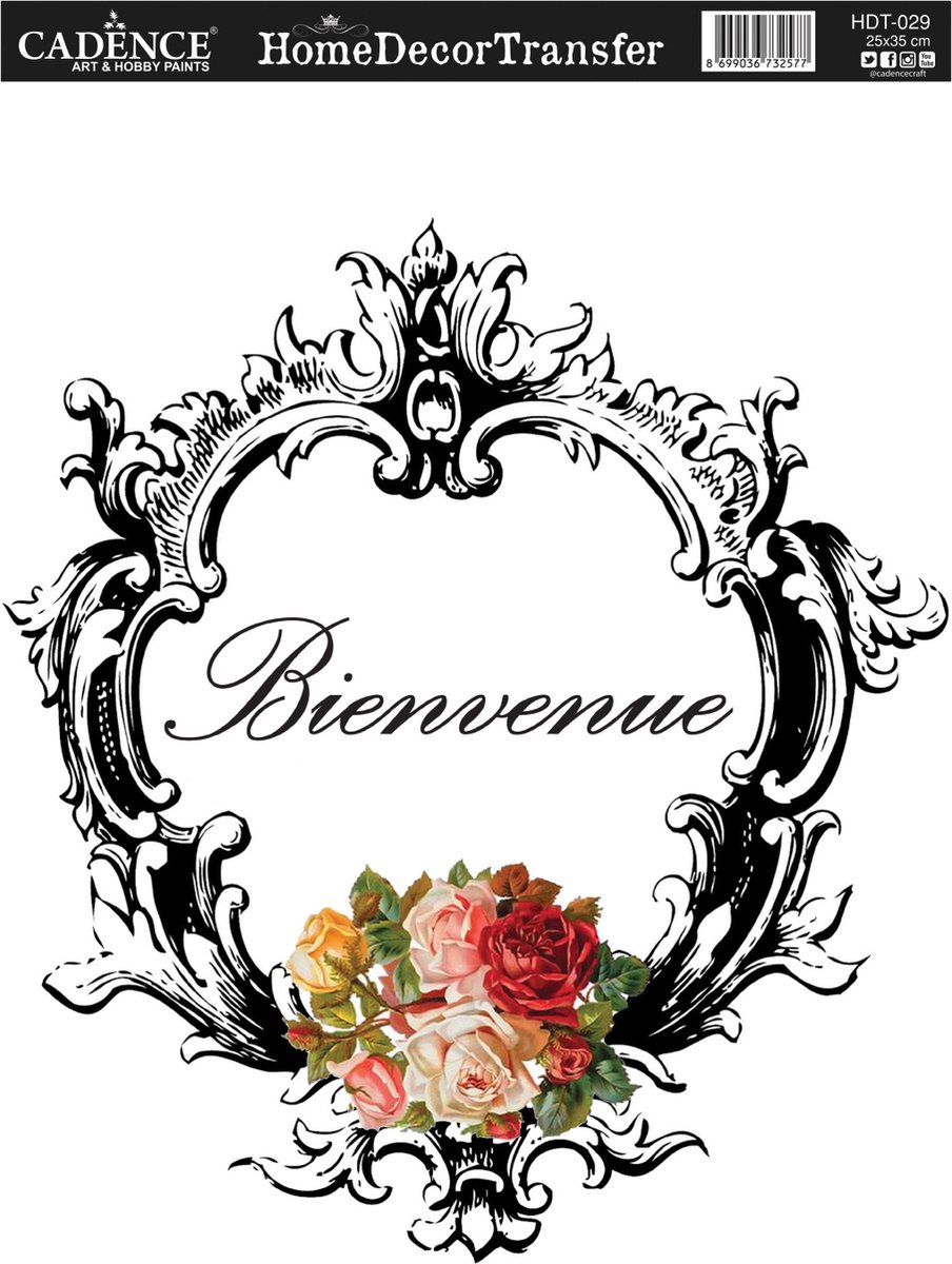 Cadence Home Deco Transfer HDT-029 25x35 cm Bienvenue