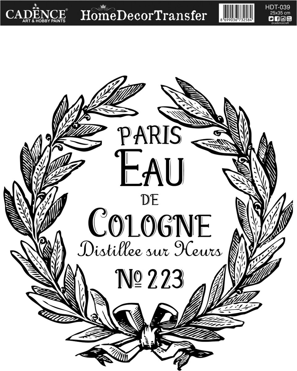 Cadence Home Deco Transfer HDT-039 25x35 cm Eau de Cologne