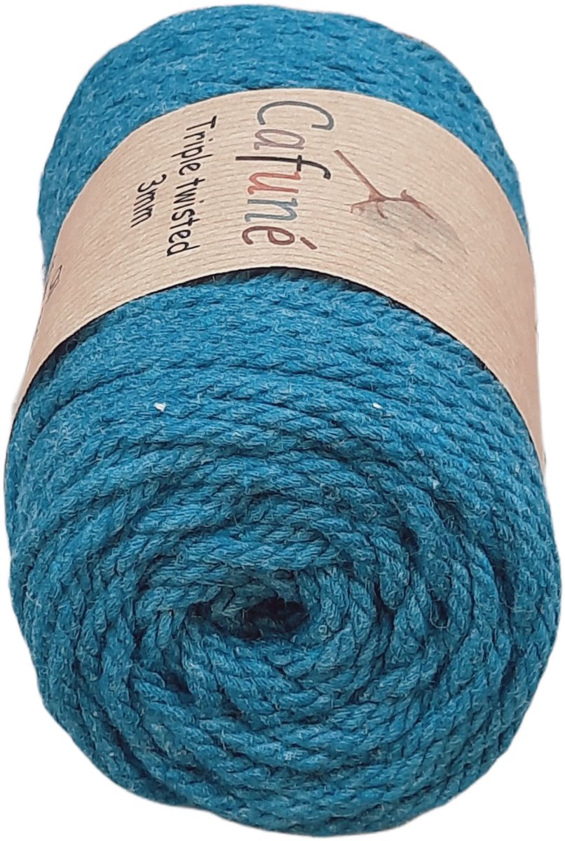 Cafuné Macrame Touw-3mm-60m-Olie-250gr-Gerecycled Katoen-Plantenhanger-Dromenvanger-Sleutelhanger-Koord-Wandkleed