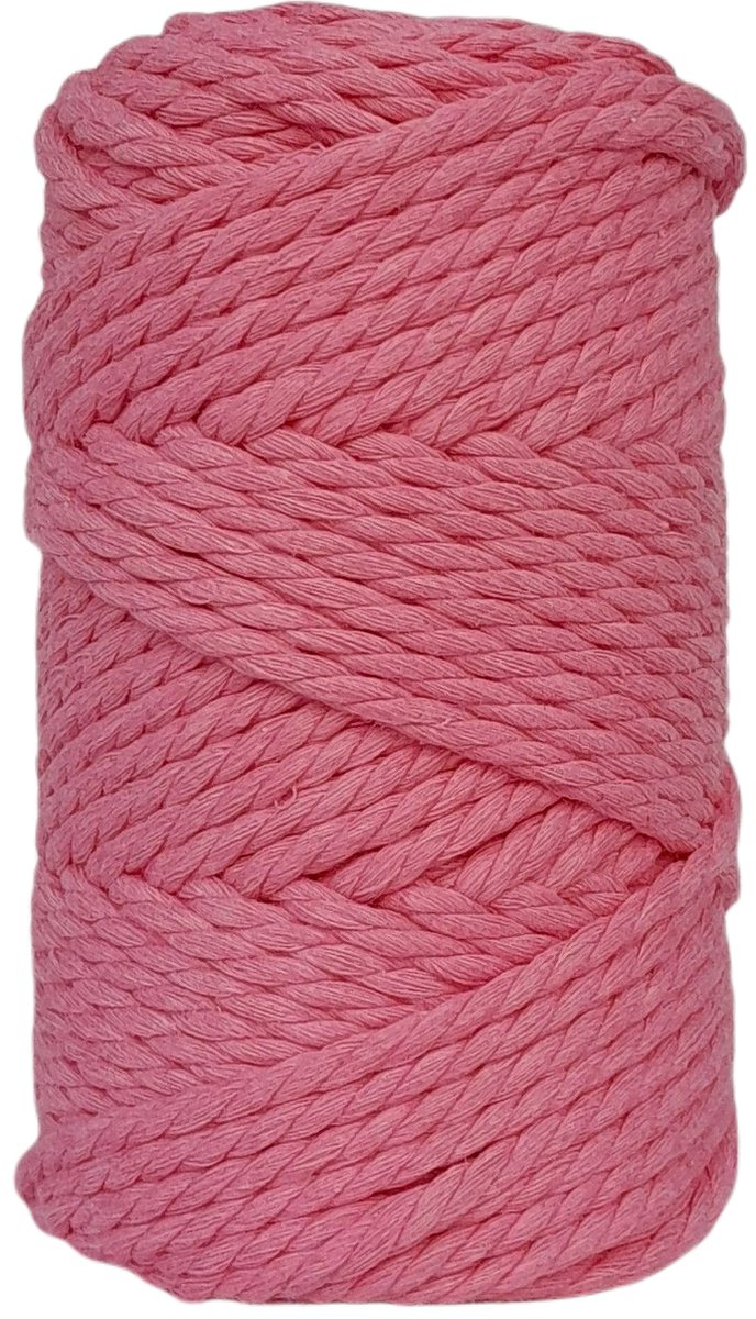 Cafuné Premium Macramé Triple twist - 5 mm - Fuchsia - 40m - 250gr - Gerecycled katoen touw