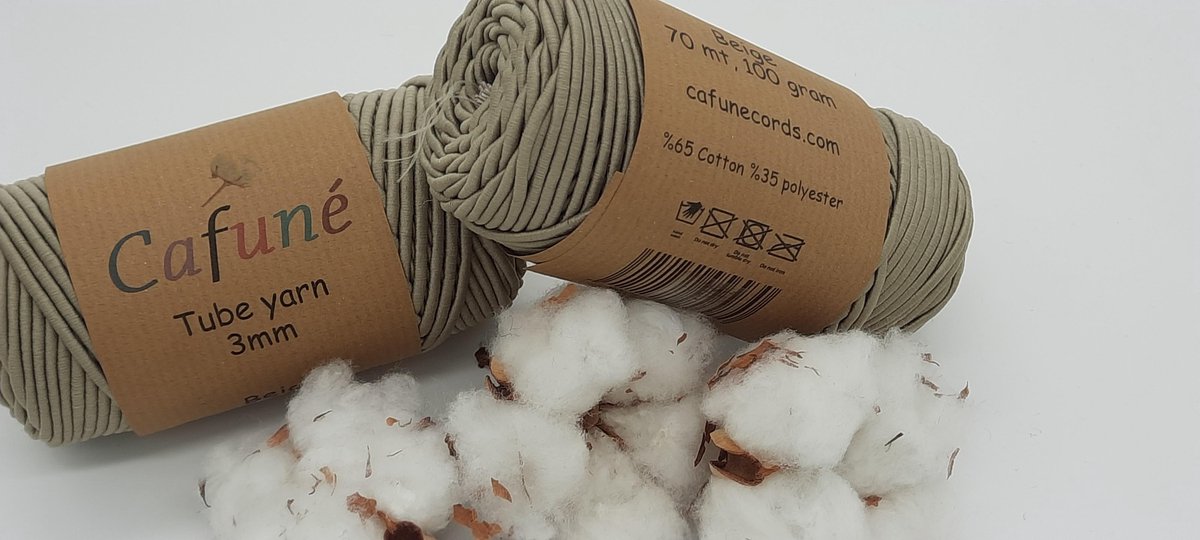 Macrame koord - 3 mm - Beige - buis garen - haken - breien - weven - per paar