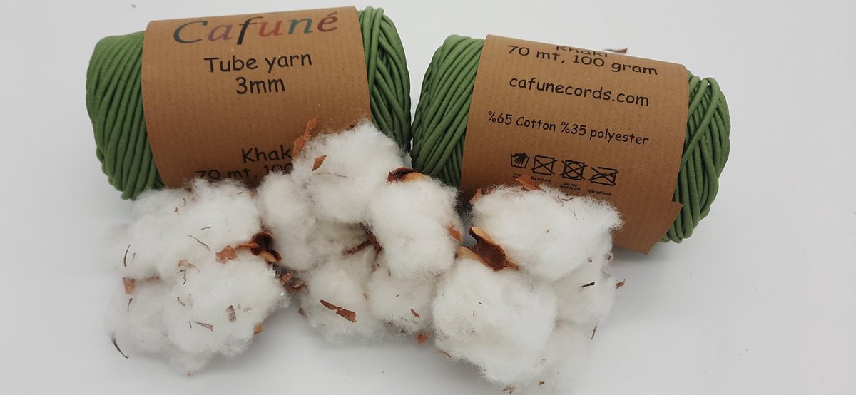 Macrame koord - 3 mm - Kaki groen - buis koord - haken - breien - weven - per paar