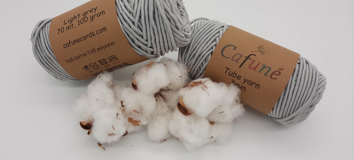 Macrame koord - 3 mm - Licht grijs - buis garen - haken - breien - weven - per paar