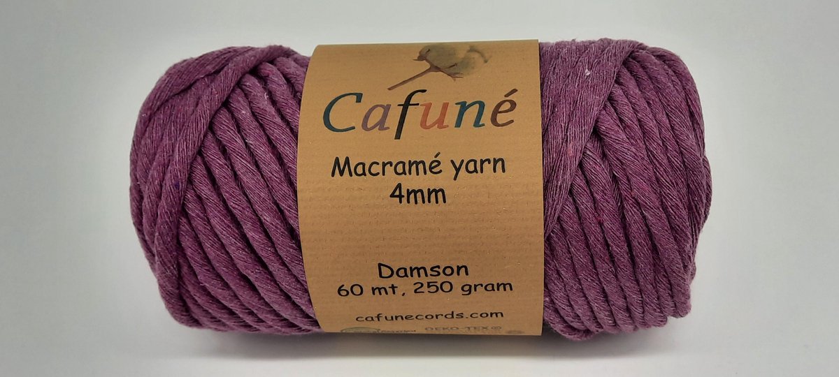 Macramé garen - Damson - 4 mm - gerecycled katoen - per 2