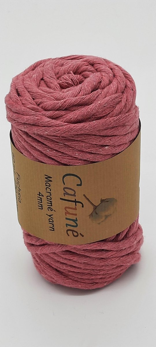 Macramé garen - Fuchsia - 4 mm - gerecycled katoen - per 2