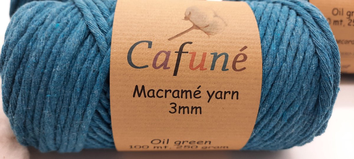 Macramé garen - Olie - 3 mm - gerecycled katoen - per 2