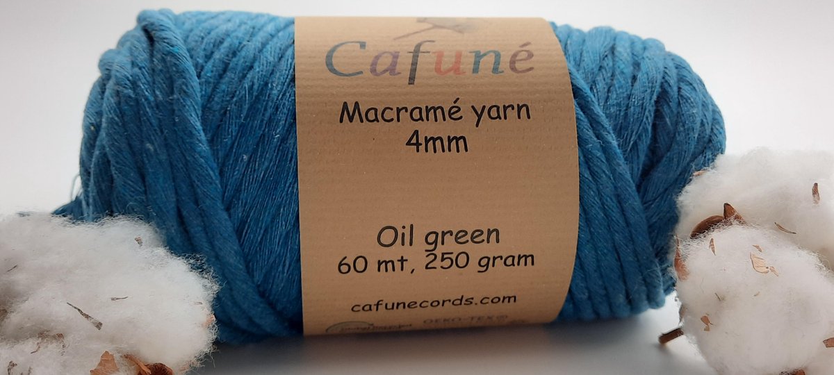 Macramé garen - Olie - 4 mm - gerecycled katoen - per 2