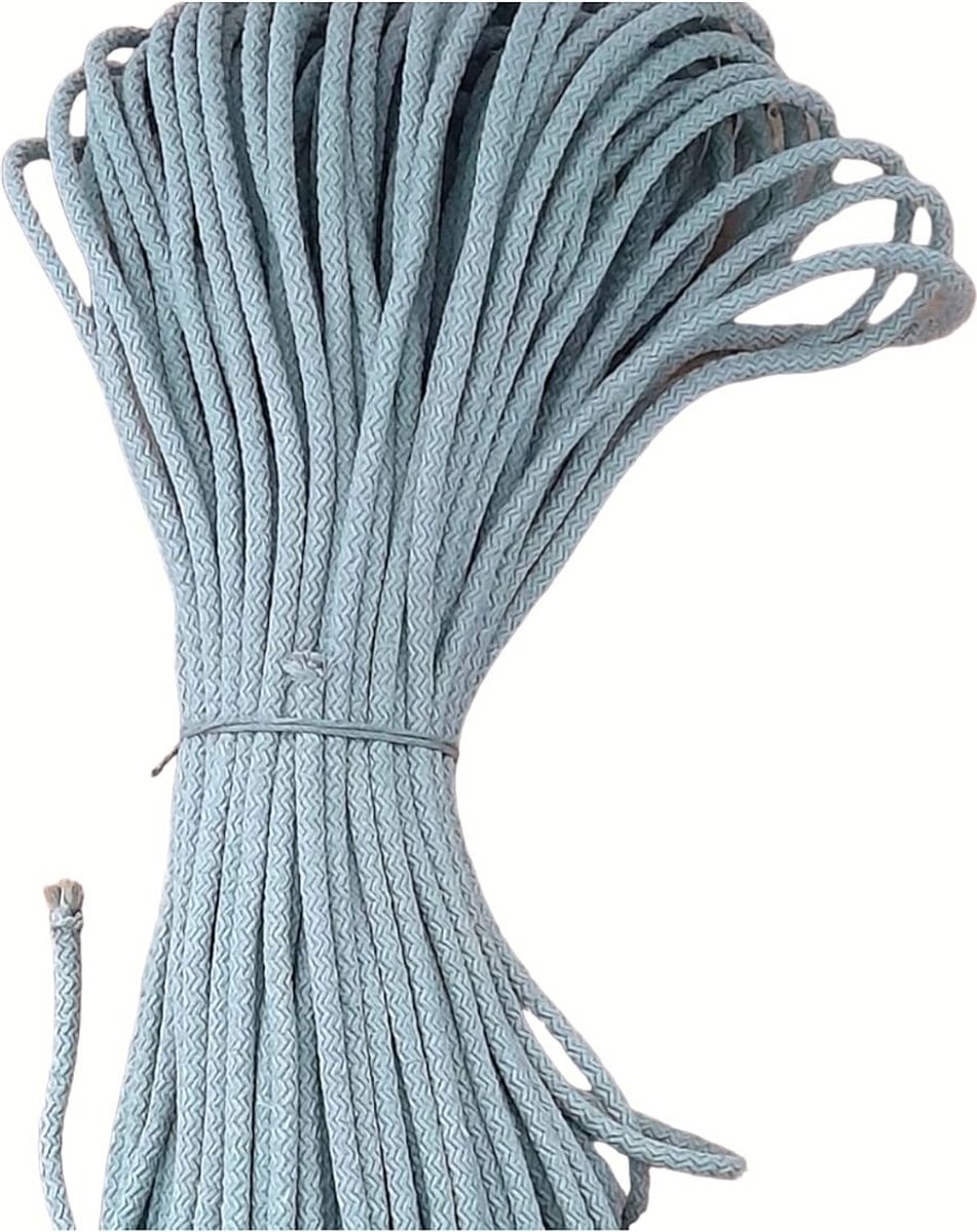 Tress Koord voor DIY   mandje 5-6 mm -50 mt-1 kg-Gerecycled Katoen-met een naaimachine-Eucalyptus