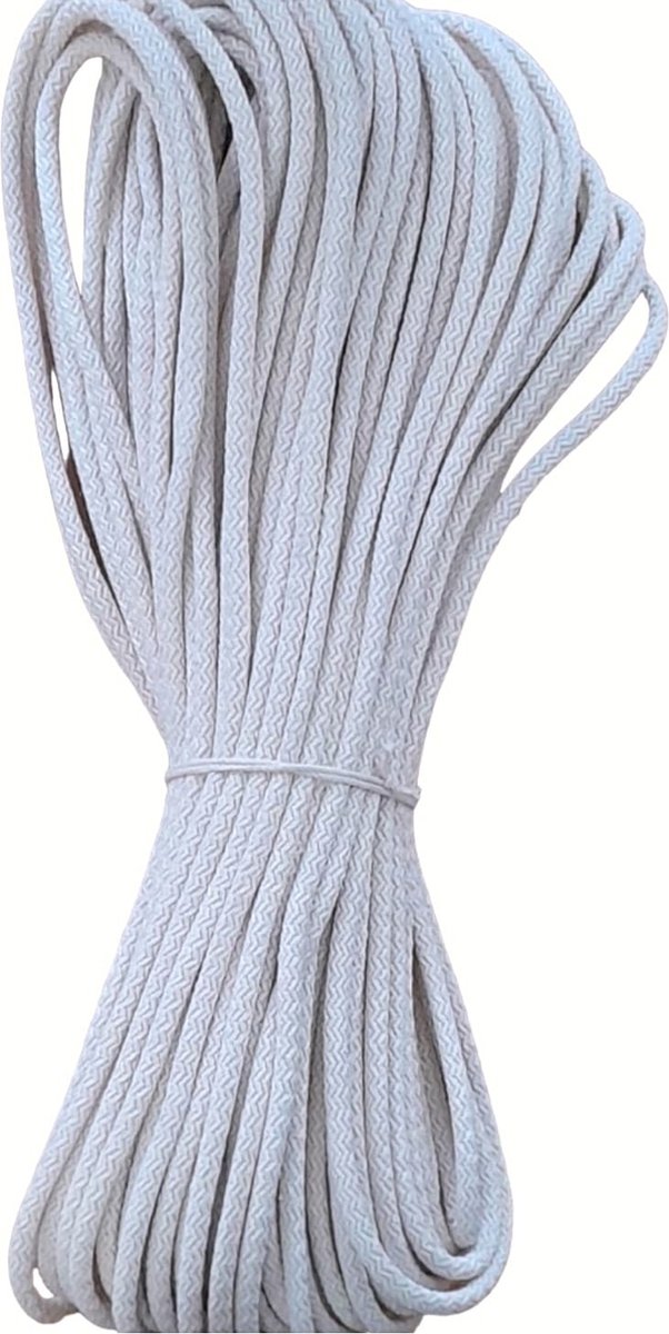 Tress Koord voor DIY koord mandje 5-6 mm. -50 mt-1 kg-Gerecycled Katoen-met een naaimachine-Ecru