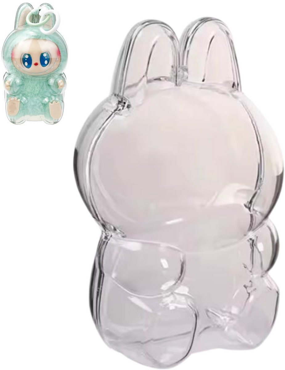 Caimco Beschermhoes voor Labubu – Transparante Cover - Zittend - Case - Opbergdoos voor Staande Labubu Pop - Hoesje - (Alleen hoesje geen pop)