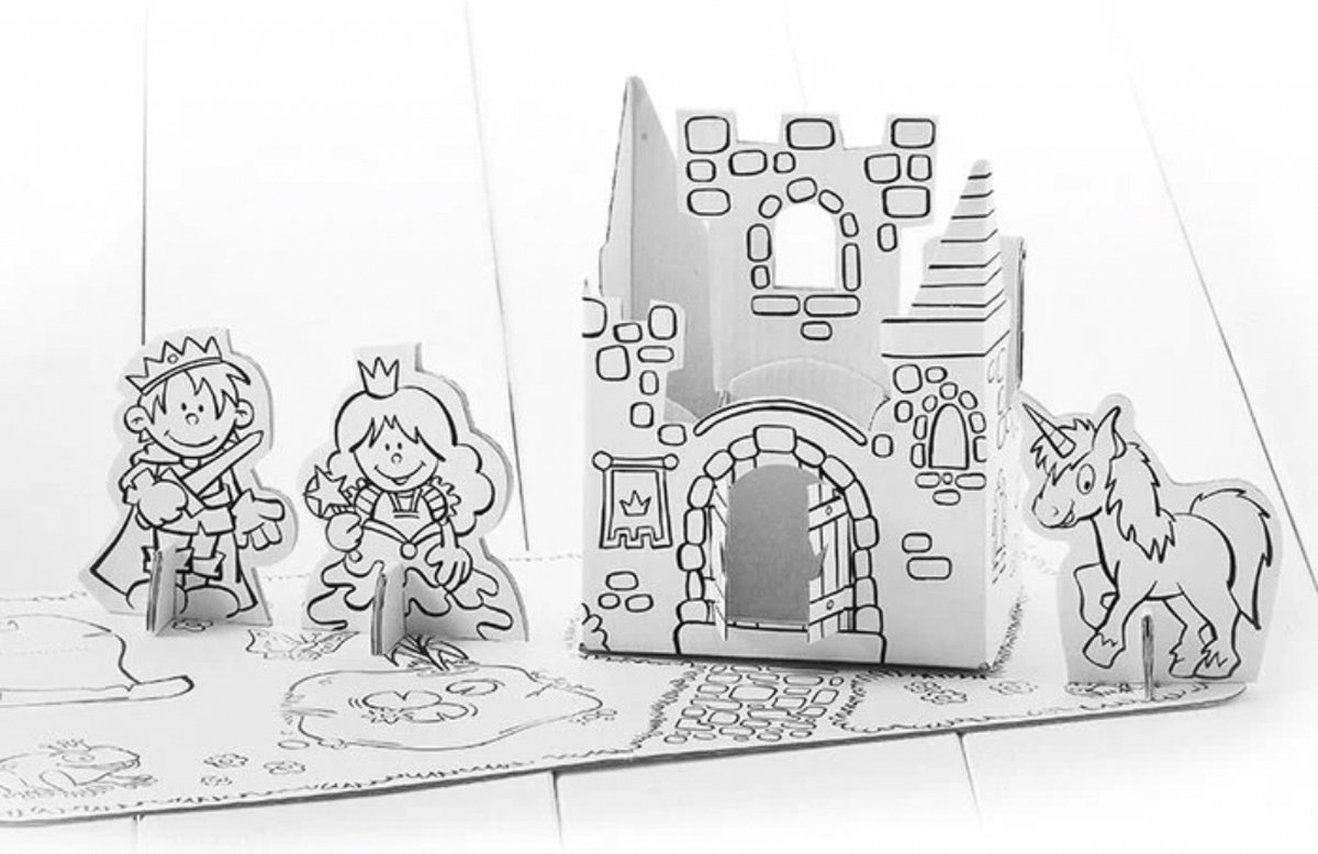 Feestset Prinses - Knustel Pakket - Bouw Doos - Bouw Pakket - Cadeau Tip - Kartonnen Diy Pakket - Educatief Speelgoed - Zelf In Kleuren - Speel Pakket - Jongens/ Meisjes Speelgoed