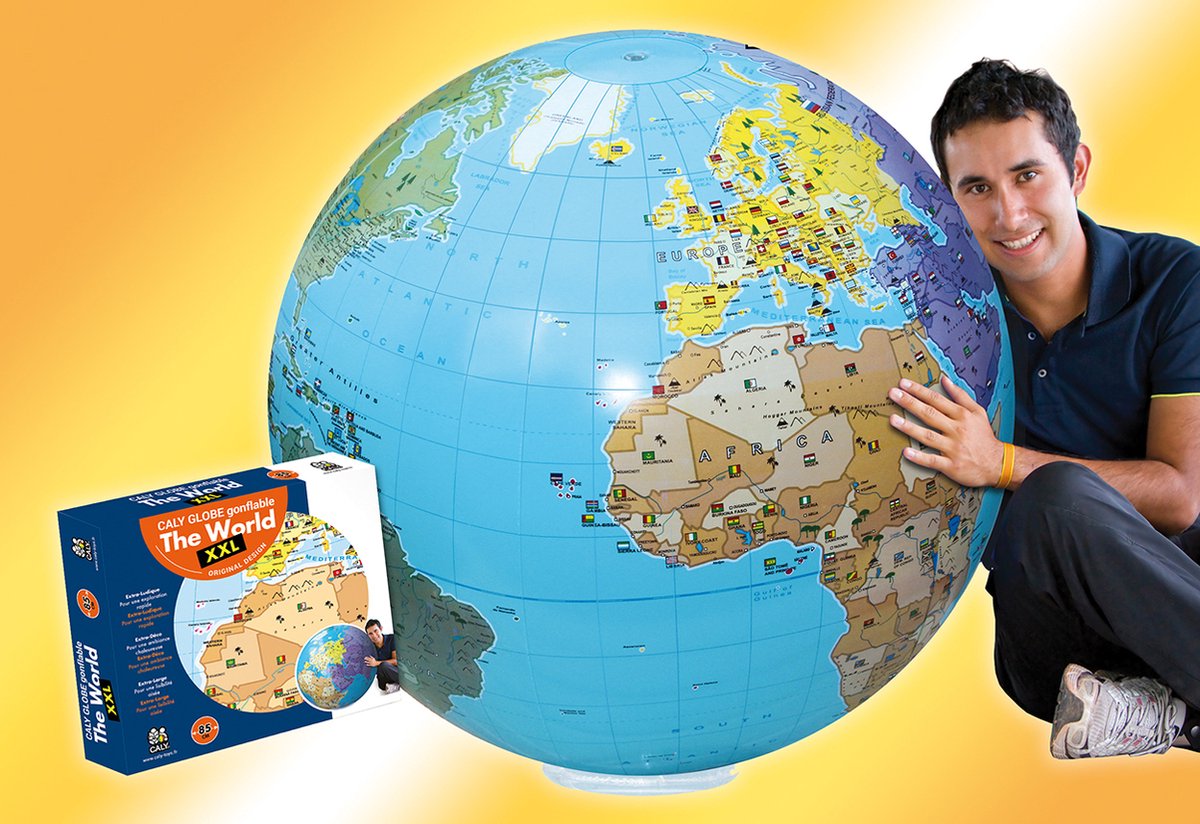 Inflatable globe 85 cm political globe XXL - opblaasbare wereldbol politiek - engelstalig