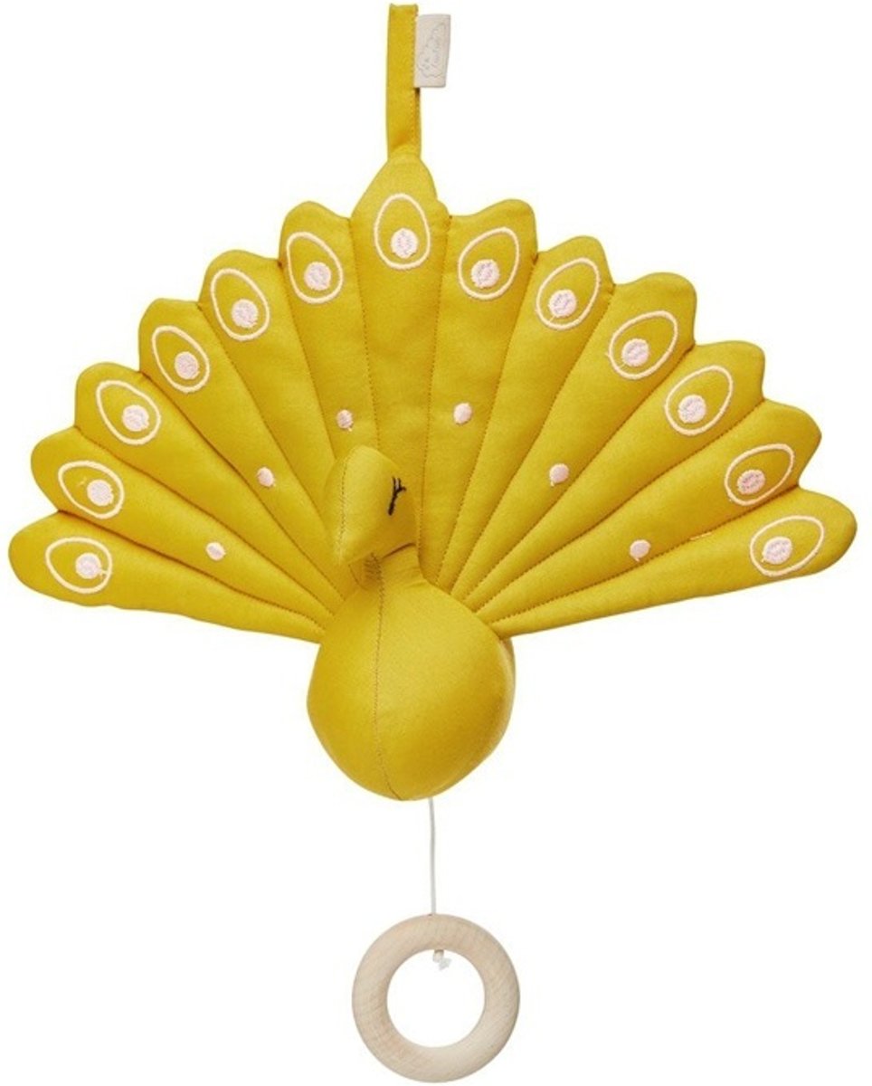 Camcam muziekdoosje pauw mosterd