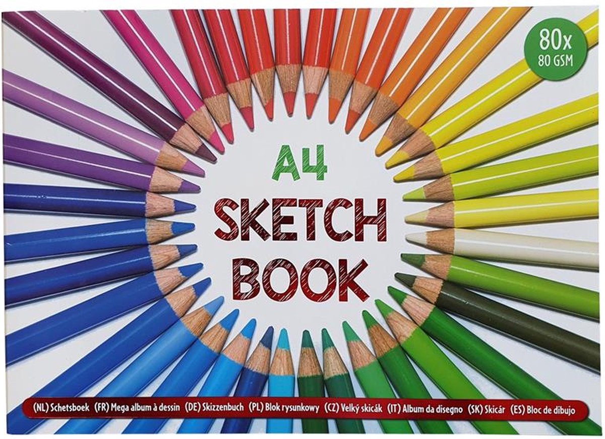 Schetsboek - Drawing Book - A4 - 80 Sheets - 80 paginas - Blanco paginas - Tekenen - Schetsen - Tekenen voor kinderen en volwassenen - Kleuren - Creatief - FSC keurmerk - Schetsblok - Tekenblok - DIY - Knutselen