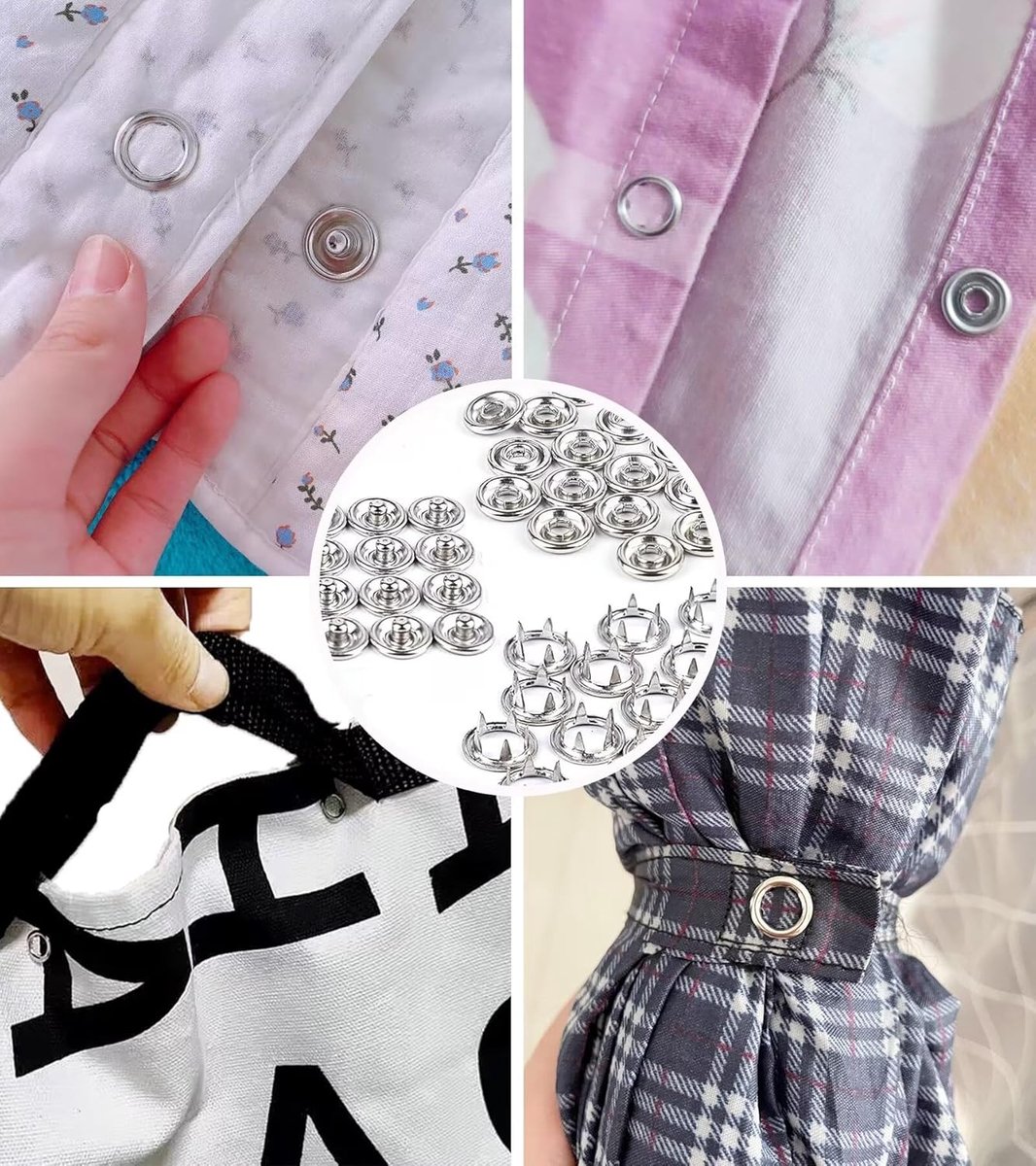 Candala 200 sets drukknopen zonder naaien, 9,5 mm drukknopset met tang, drukknopen voor beddengoed, kinderkleding, naaien, handwerk, handgemaakt, kleding, reparaties, doe-het-zelf kleding