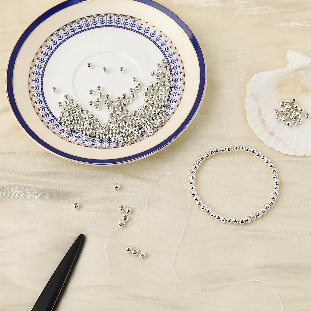 Candala 3mm Gladde Ronde Spacer Kralen, Mini Verzilverde Metalen Kralen Losse Kleine Stalen Ballen met Gat Voor Armband Ketting Diy Ambachten Ketting Sieraden Maken Levert