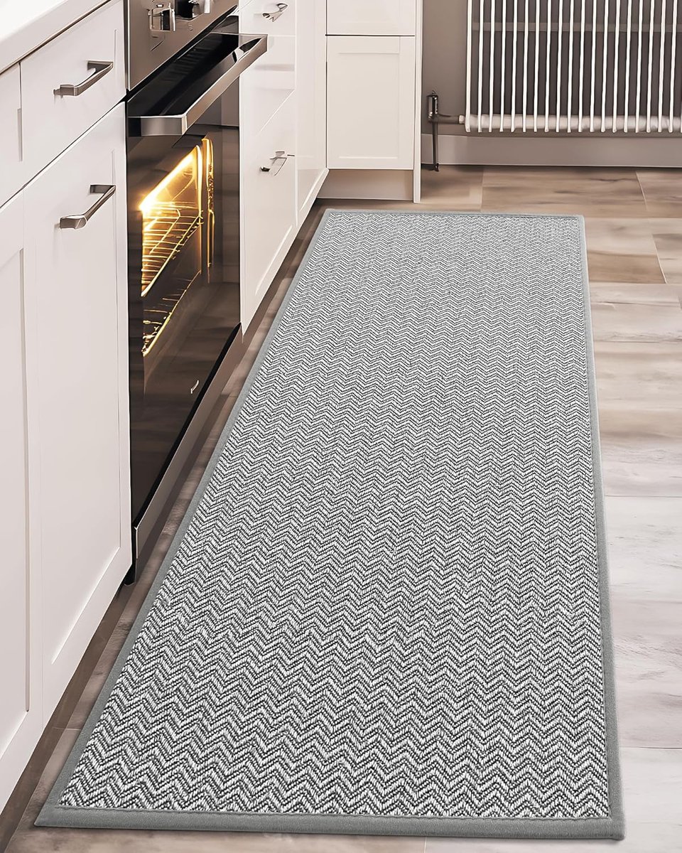 Candala Keukentapijttapijt 43,5 x 200 cm, geweven keukenmatten antislip wasbare huidvriendelijke keukentapijtlopers voor keuken, eetkamer, woonkamer, entree, gang (lichtgrijs)
