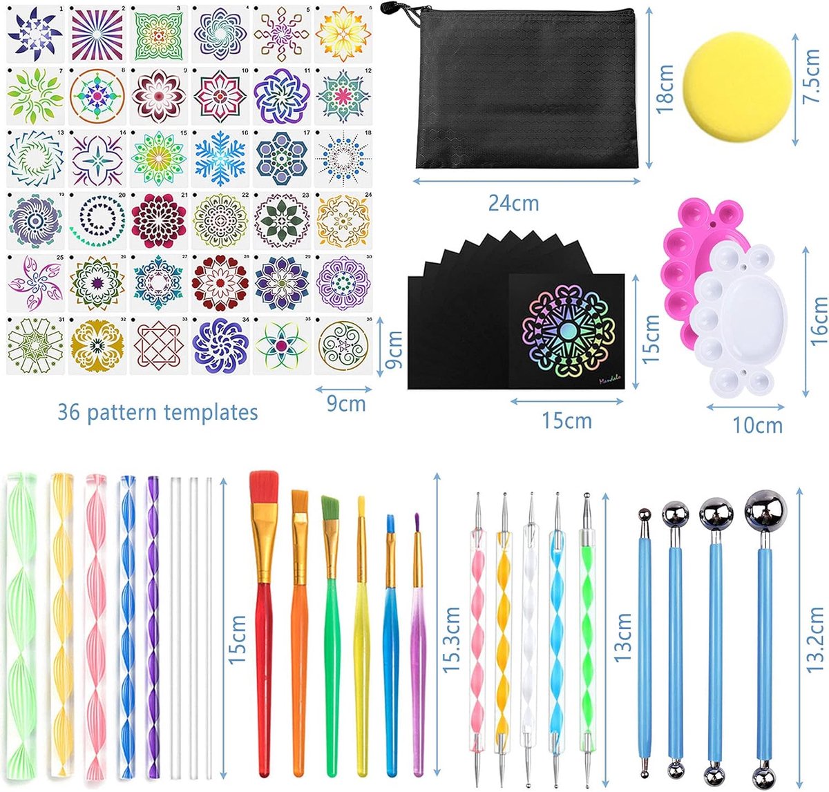   Mandala - 74 stuks - Kunststof - Pen - Amzeeniu